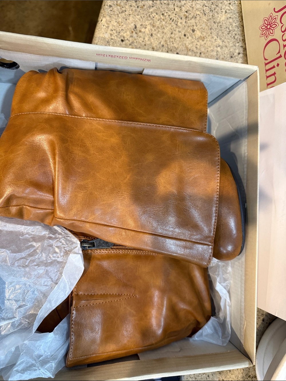 Jessica cline Cognac Brown Leather Slouch Boots